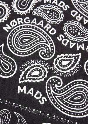 Paisley solid soft cotton scarf Black Mads Nørgaard 